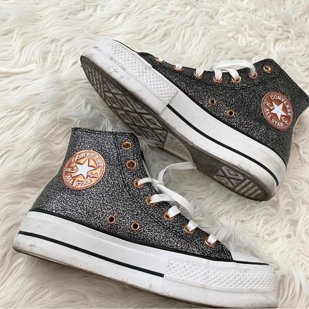 Converse All Stars Black and Silver Glitter High-Tops